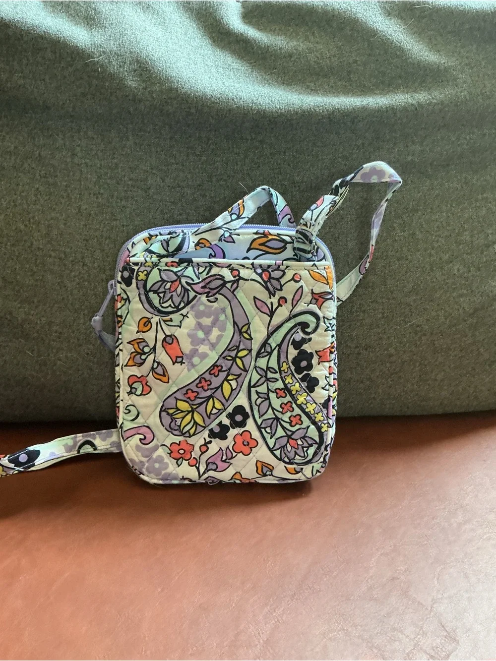 Vera Bradley Paisley Crossbody Bag + Zip Coin Pouch Lavender Floral Quilted
